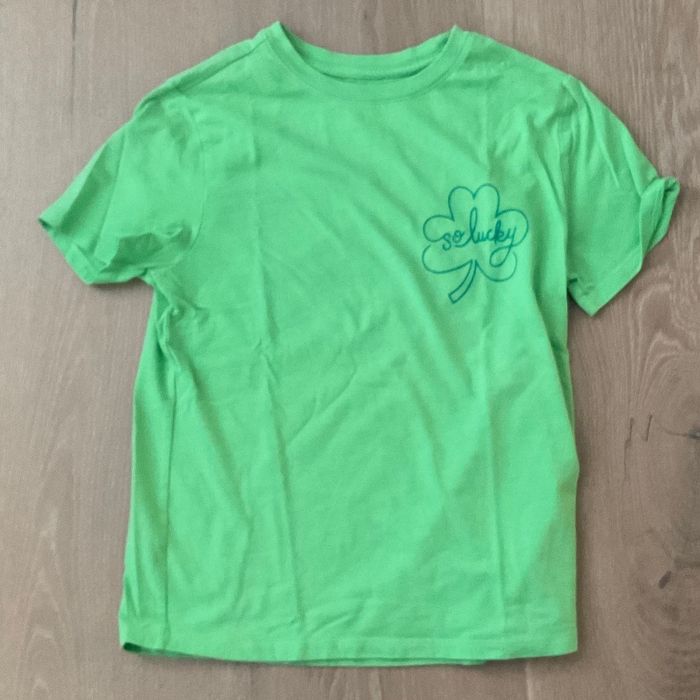 Cat & Jack Bright Green Tee with Shamrock